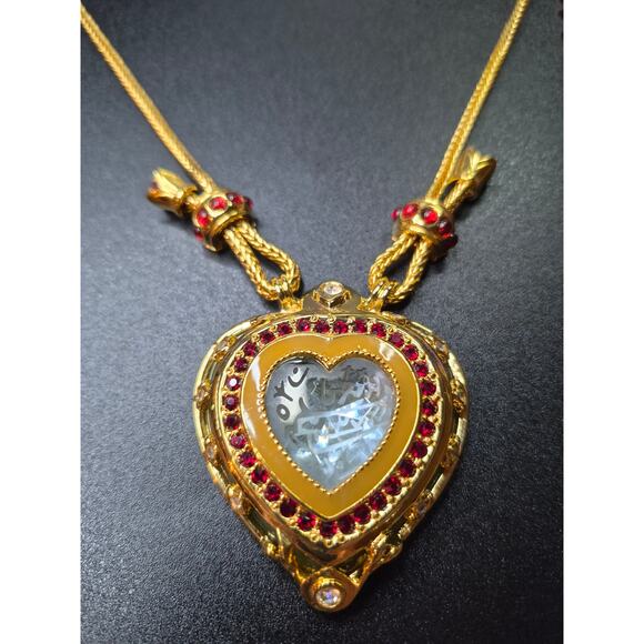Elizabeth Taylor for Avon Shah Jehan Taj Mahal Heart Necklace Gold-Tone Ruby - Picture 5 of 15